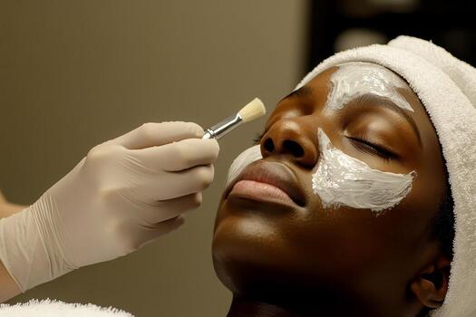 a woman receiving a facial treatment at a spa enhancing relaxation and skincare photo